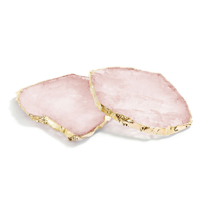 Kivita Coasters, Rose Quartz & Gold, Set of 2