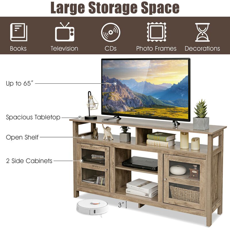 58 Inch TV Stand Entertainment Console Center with 2 Cabinets