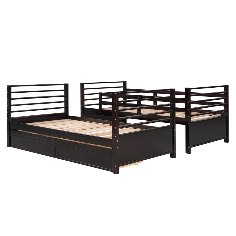 Merax Solid Wood Bunk Bed with Two Storage Drawers