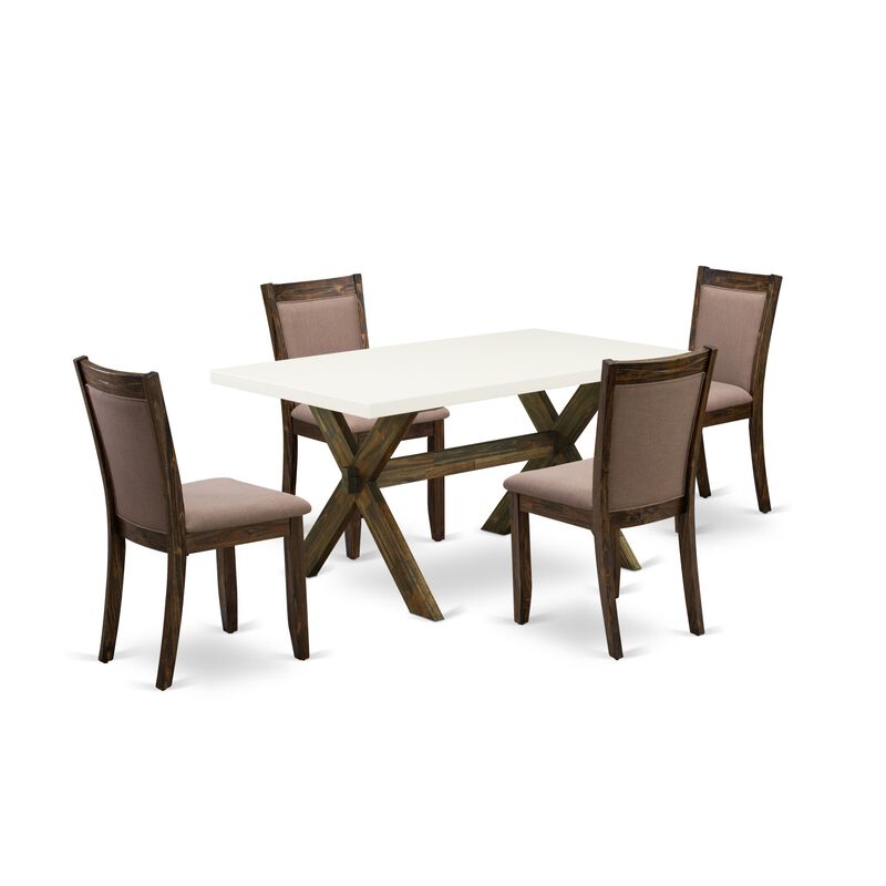 East West Furniture X726MZ748-5 5Pc Dining Set - Rectangular Table and 4 Parson Chairs - Multi-Color Color