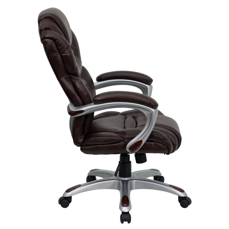 Stella High Back Brown LeatherSoft Executive Swivel Ergonomic Office Chair with Arms