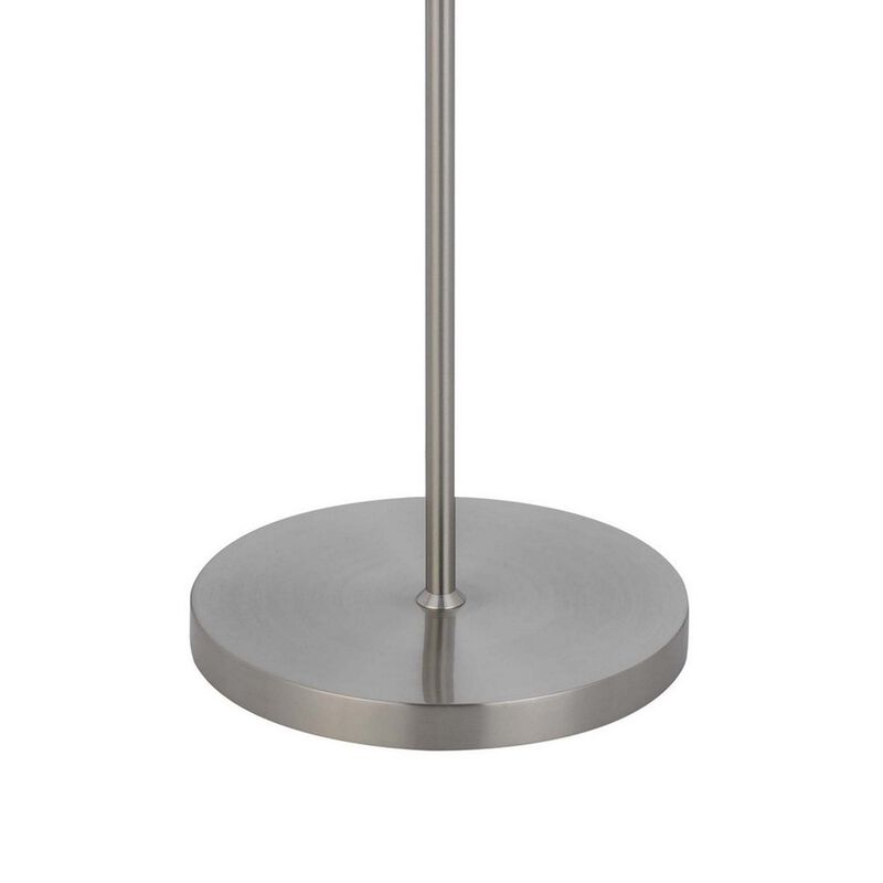 Sie 59 Inch Floor Lamp, Gray Linen Shade, Round Base, Silver Metal Pole - Benzara