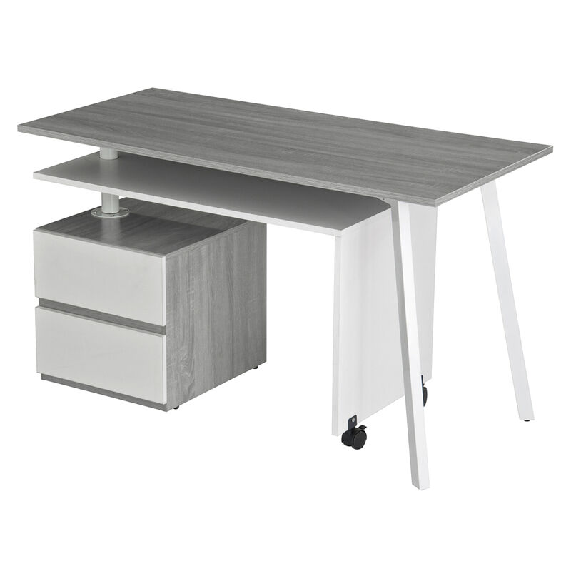 Rotating Multi-Positional Modern Desk, Grey