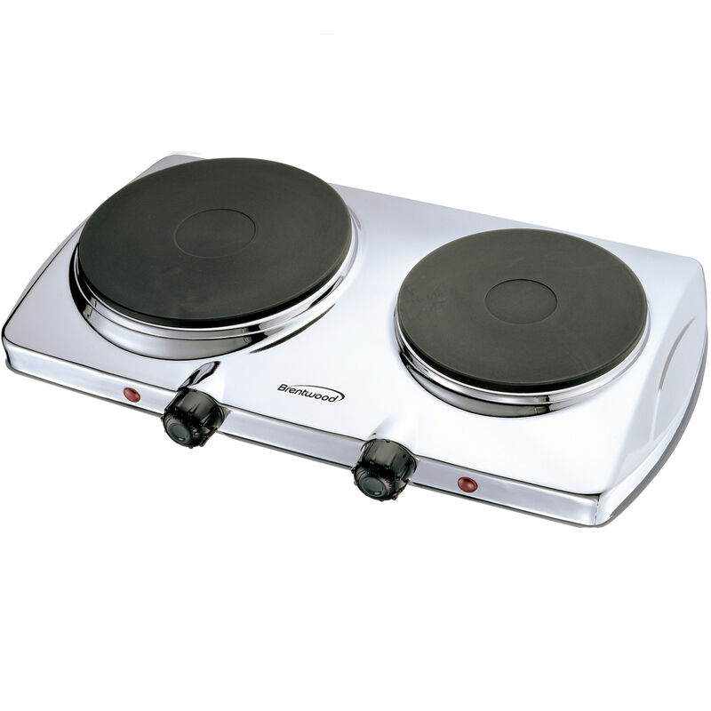 Brentwood Electric 1440W Double Hotplate in Chrome