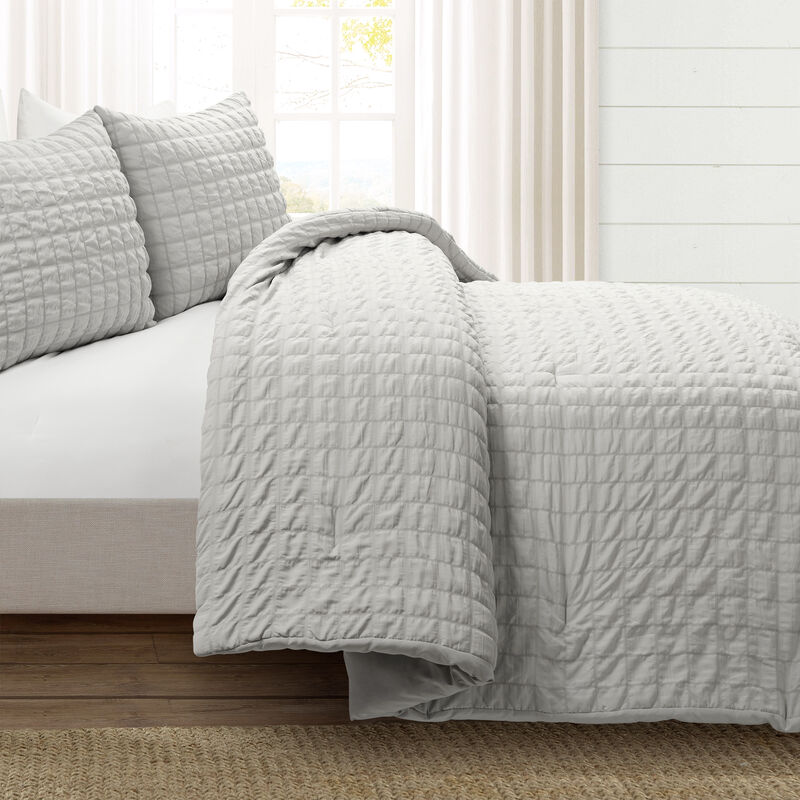 Crinkle Textured Dobby Comforter 3-Pc Set