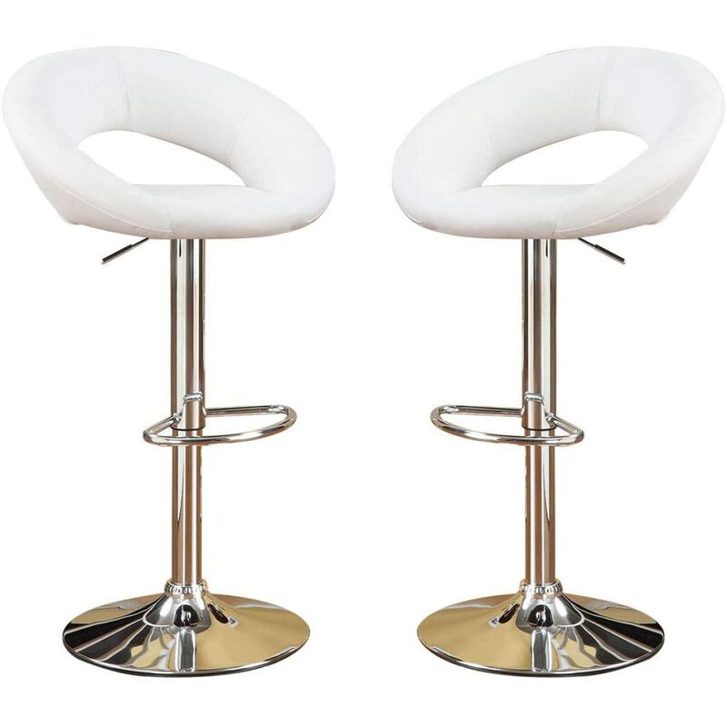 Set of 2 White Faux Leather Adjustable Chairs