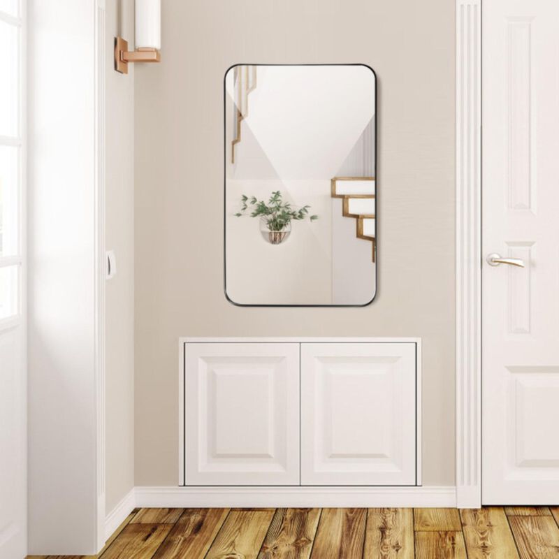 Metal Frame Wall-Mounted Rectangle Mirror