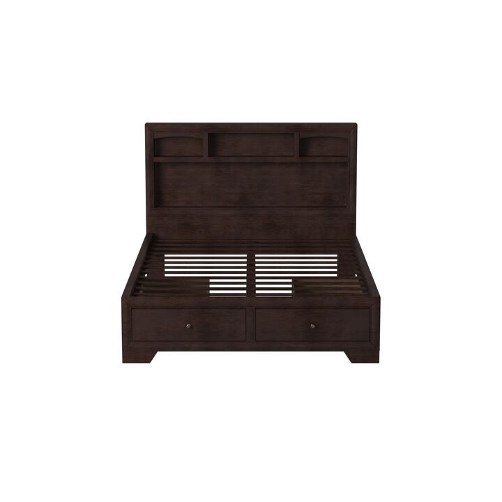 Madison II Queen Bed With Storage, Brown-Benzara