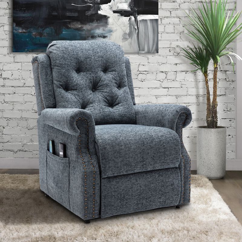 MONDAWE Power Recliner Chair Chenille Knit Fabric Upholstered Powered Reclining Massage Chair with with 8-Point Massage