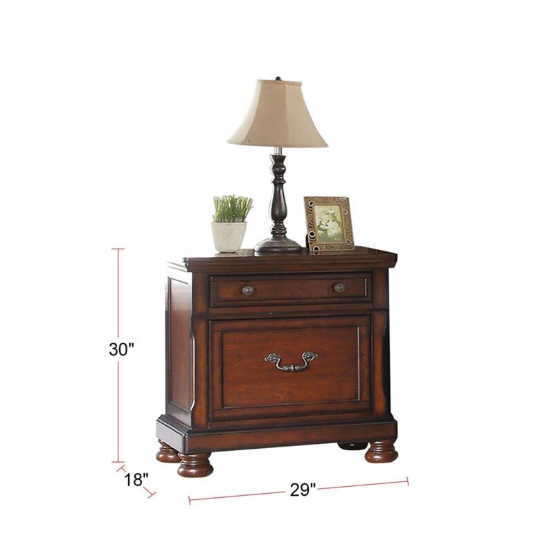 Traditional Formal Look Cherry Finish 1 Piece Nightstand Storage Space Bedside Table Plywood