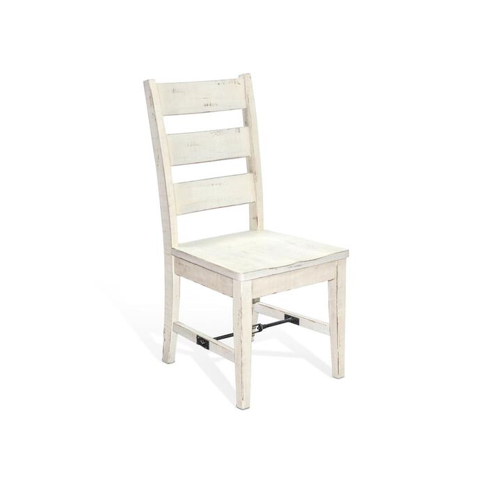 Sunny Designs White Sand Ladderback Chair with Turnbuckle, Wood Seat