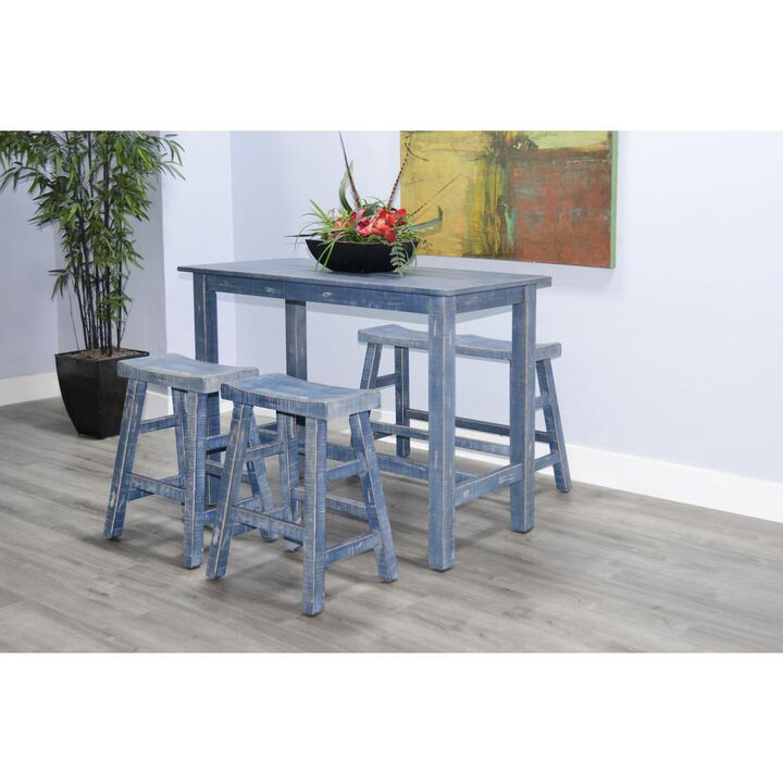 Sunny Designs Ocean Blue Counter Saddle Seat Stool, Wood Seat