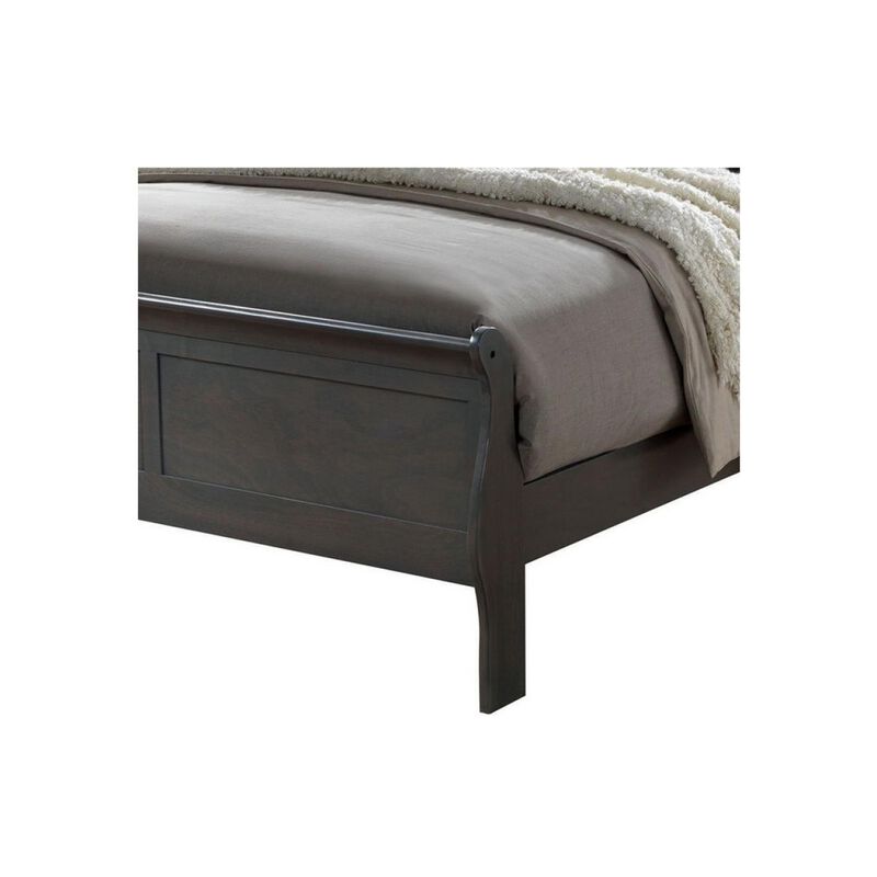 Classic Contemporary Eastern King Size Bed Gray Louis Philippe Solid Wood 1pc Bed Bedroom Sleigh Bed