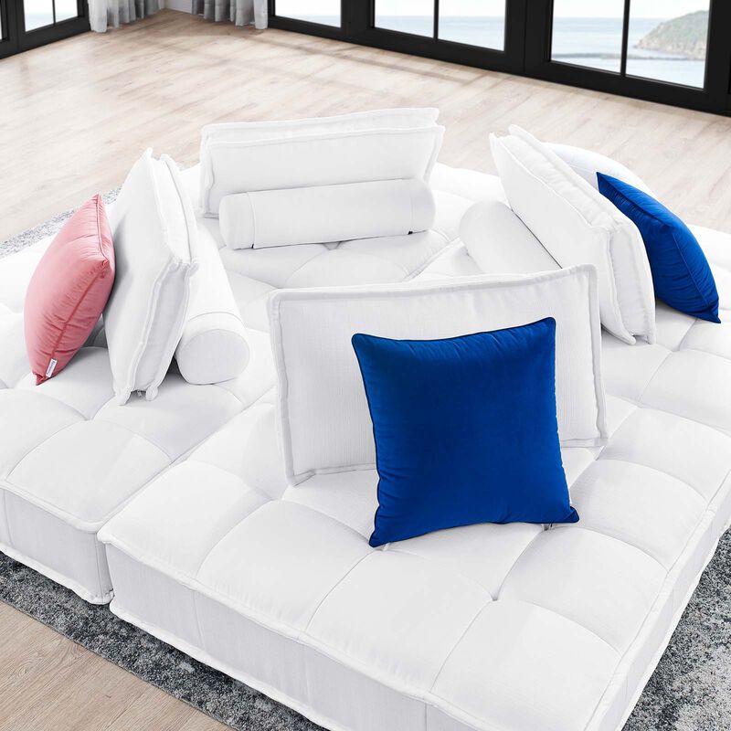 Saunter Tufted Fabric 4-Piece Sectional Sofa White