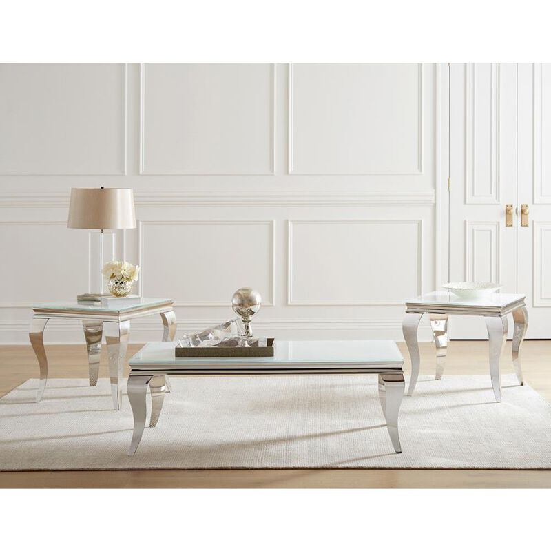 Carone Rectangle Coffee Table White and Chrome