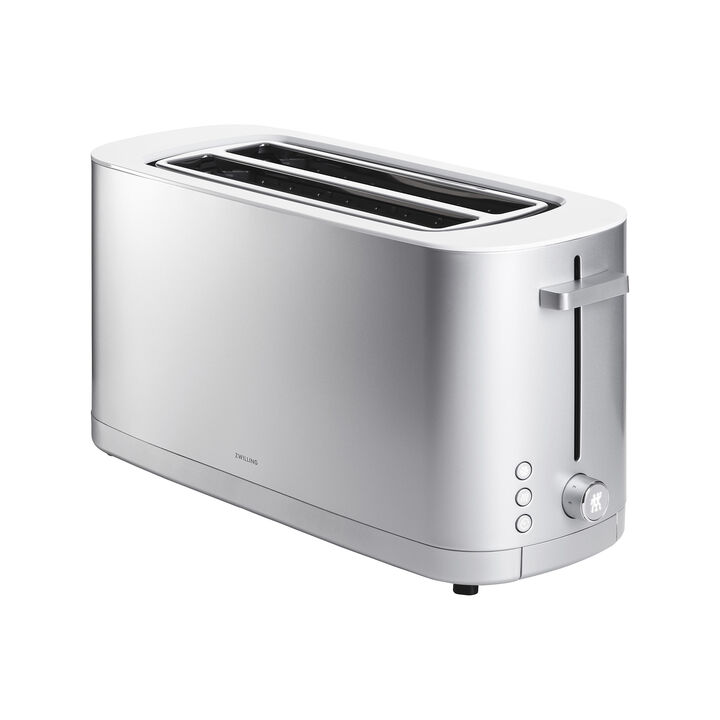 ZWILLING Enfinigy, 4-Slice Long Slot Toaster, Extra Wide 1.5" Slot for Bagels and Toast, Silver