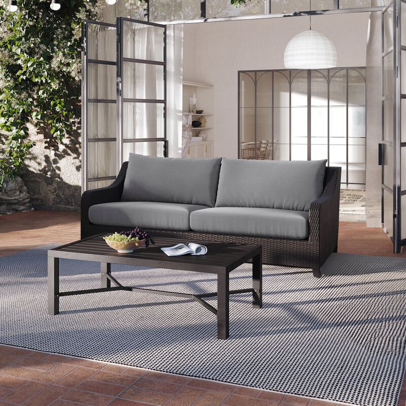 New Classic Furniture Skye 2 Pc Sofa And Slat Top Coffee Table Set-Gray