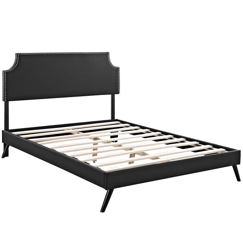 Modway - Corene Queen Vinyl Platform Bed with Round Splayed Legs