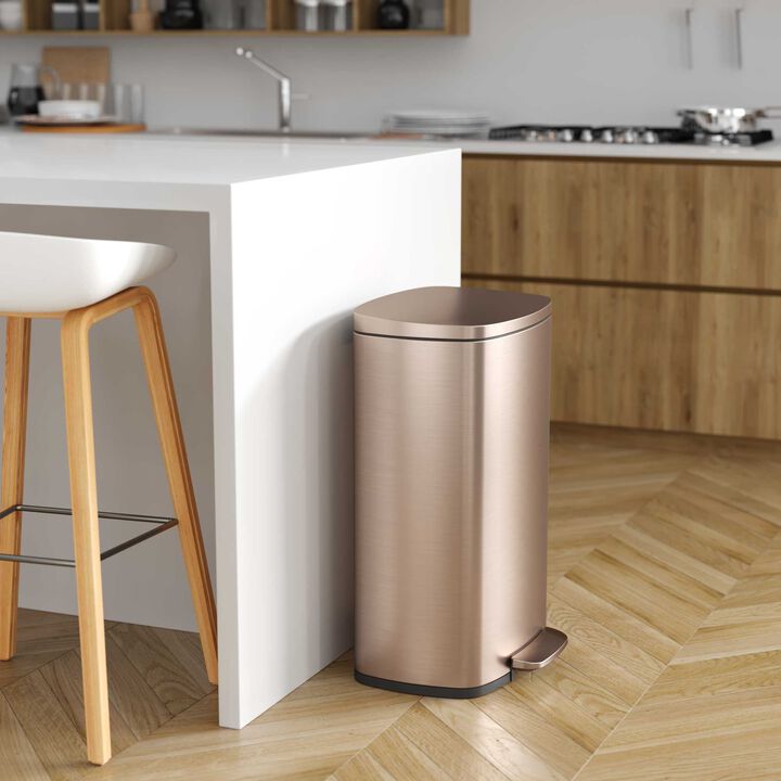 iTouchless 13.2 Gallon / 50 Liter SoftStep Rose Gold Step Pedal Trash Can