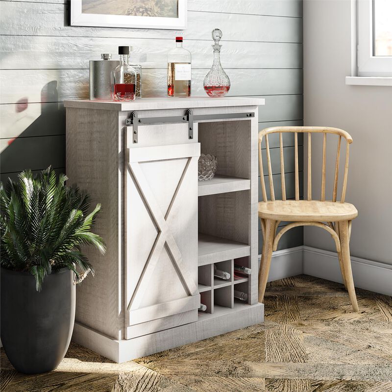 Knox County Bar Cabinet, Rustic White