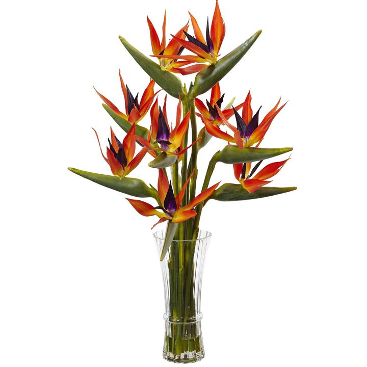 Nearly Natural 32-in Large Birds of Paradise in Vase