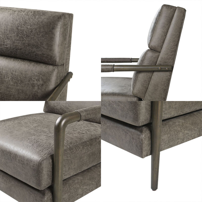 Gavin Faux Leather Channel Accent Armchair