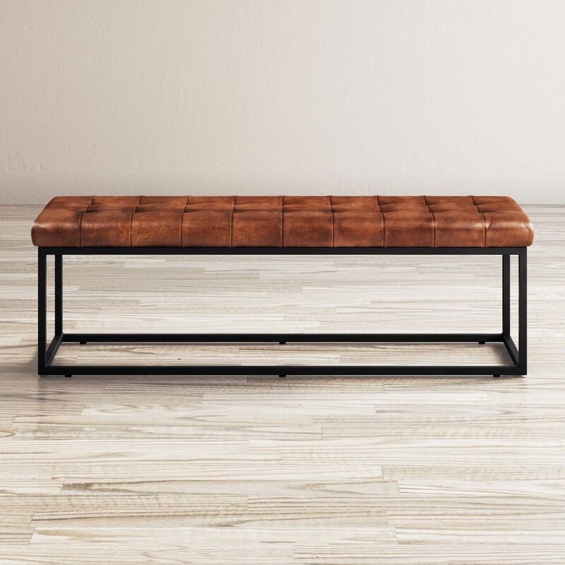 Jofran 55 Genuine Distressed Leather Ottoman Bench