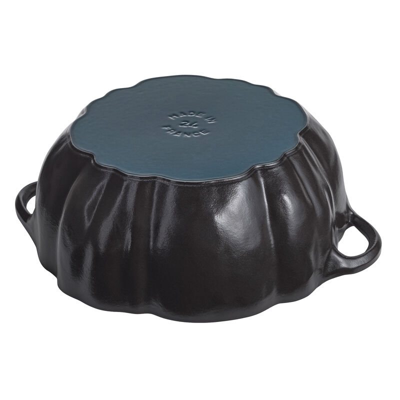 STAUB Cast Iron 3.5-qt Pumpkin Cocotte with Stainless Steel Knob - White Truffle