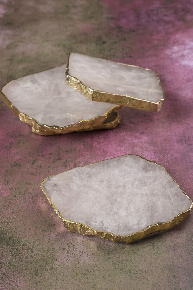 Dazzle Rose Quartz Coasters, Set of 4