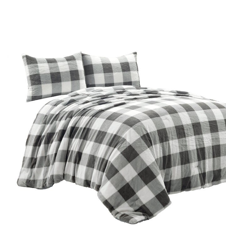 Plaid Ultra Soft Faux Fur Light Weight All Season Kids Back To Campus Comforter 2-Pc Set