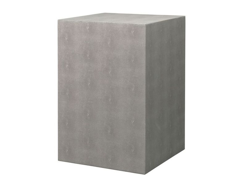 Side Table with Square Frame and Faux Shagreen Accent, Gray-Benzara
