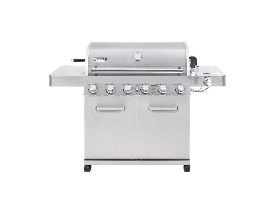 Monument Grills Classic Series | 6 Burner Stainless Steel Propane Gas Grill With Solid Lid