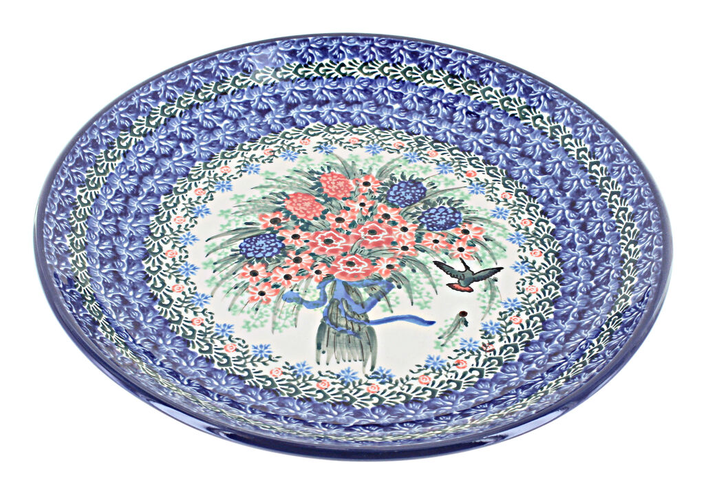 Blue Rose Polish Pottery Summer Blooms Dinner Plate