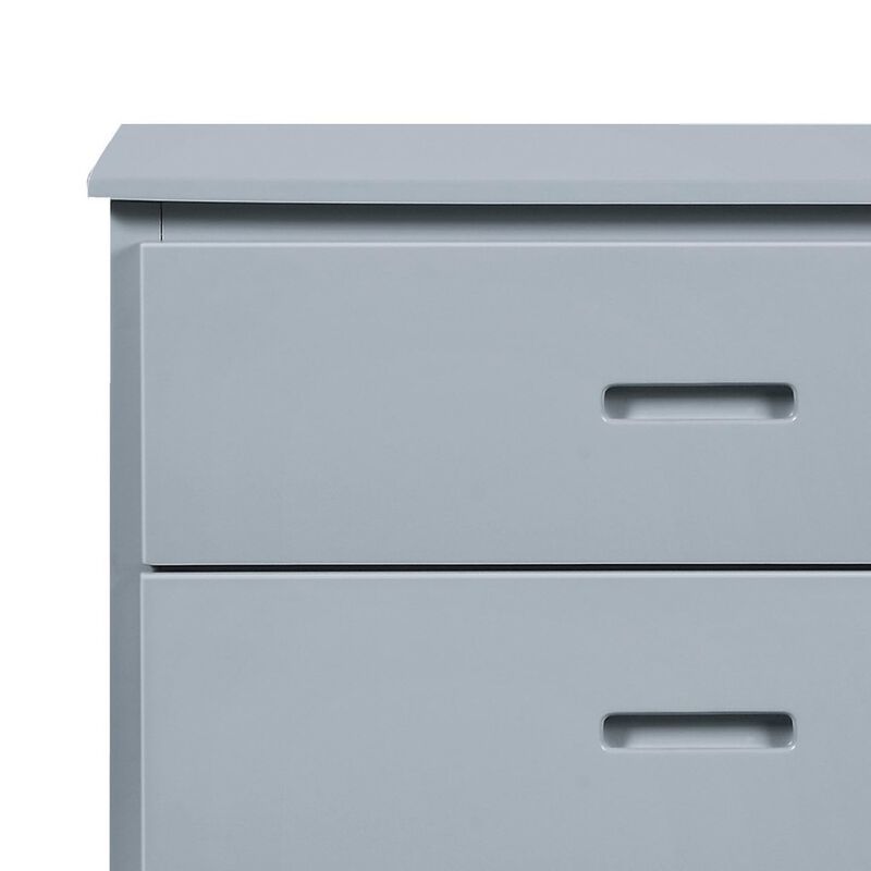 Transitional Wooden Chest with 4 Drawers and Recessed Handles, Gray-Benzara