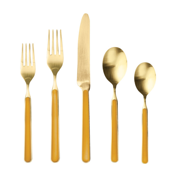 Fantasia 20-Piece Flatware Set in Ice Gold Mustard