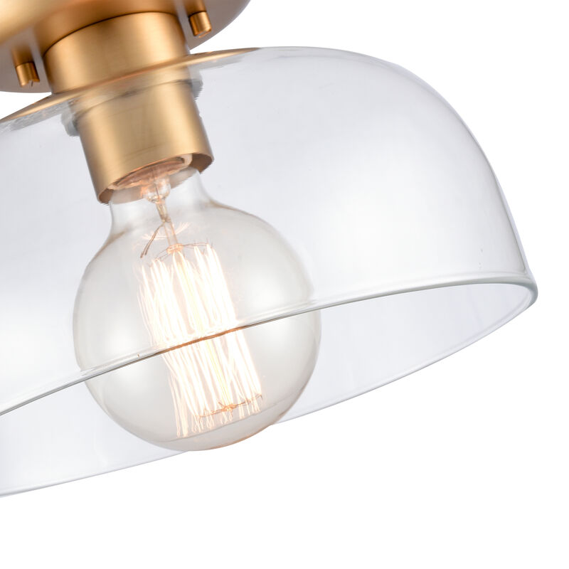 Brewer Gold Semi Flush Mount with Transparent Glass