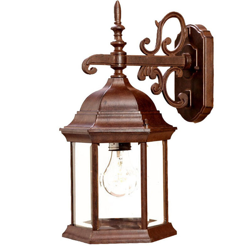 Homezia Narrow Brown Domed Hanging Glass Lantern Wall Light