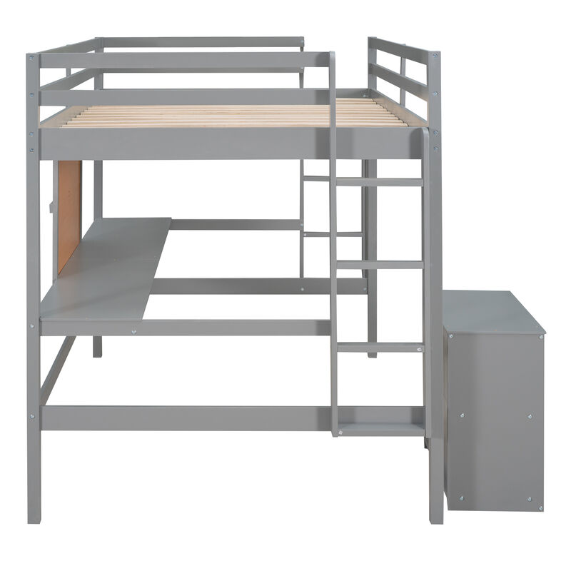 Merax Modern  Wooden Loft Bed with Desk