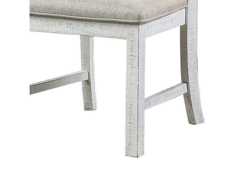 Open Scroll Back Wooden Side Chair with Padded Seat, Set of 2, White - Benzara