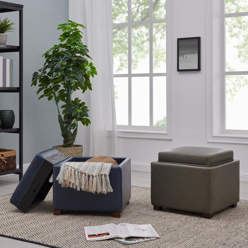 Cameron Square Bonded Leather Storage Ottoman