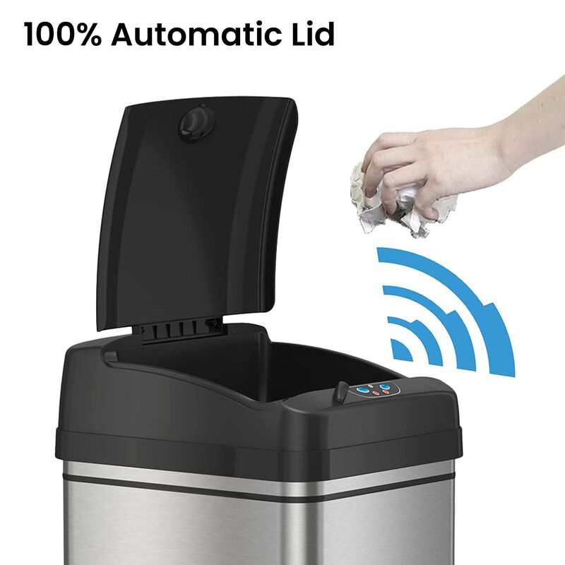 iTouchless 13 Gallon Sensor Trash Can with AC Power Adapter