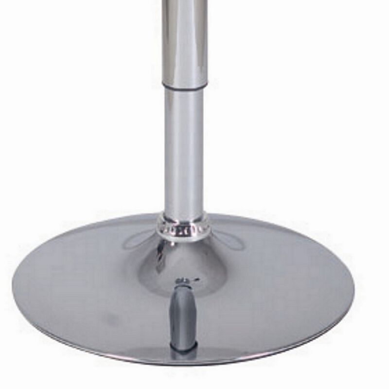 34-44 Inch Classic Bar Table, Adjustable Height Stainless Steel Base, White-Benzara