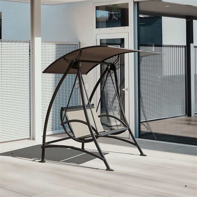 MONDAWE Patio Swing Chair with Adjustable Canopy and Durable Steel Frame Porch Swing Glider for Garden Deck Backyard