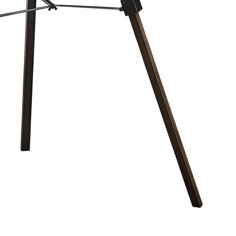 55 Inch Floor Lamp with Tripod Legs, Spotlight Design, Wood, Black Finish-Benzara