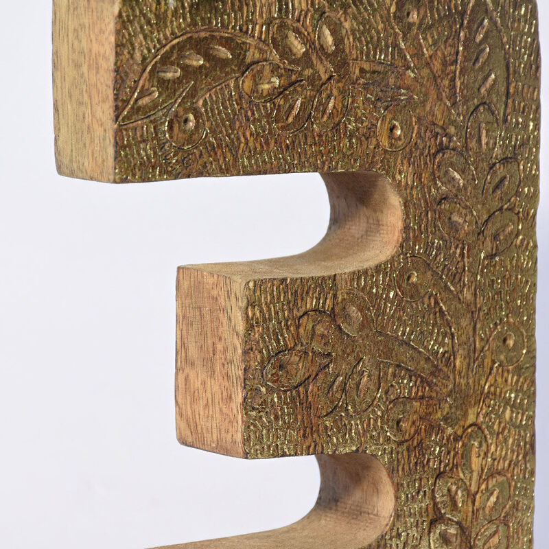 Vintage Natural Gold Handmade Eco-Friendly "3" Numeric Number For Wall Mount & Table Top Décor
