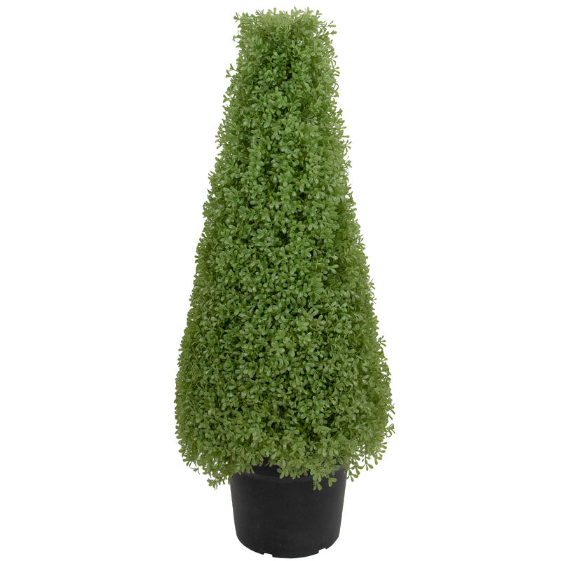 3' Artificial Boxwood Cone Topiary Tree with Round Pot  Unlit