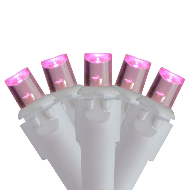 Set of 70 Pink LED Wide Angle Icicle Christmas Lights - 6ft White Wire