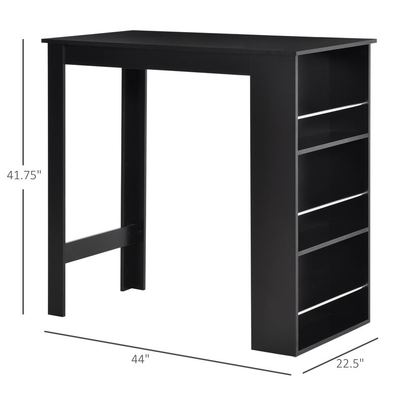 Modern Bar Table Counter Height Dining Table with 3 Storage Shelves for Kitchen, Dining Room, Living Room, Black