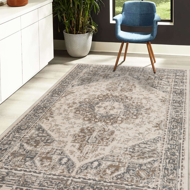 Alpine Hashlei Light Beige Medallion Area Rug