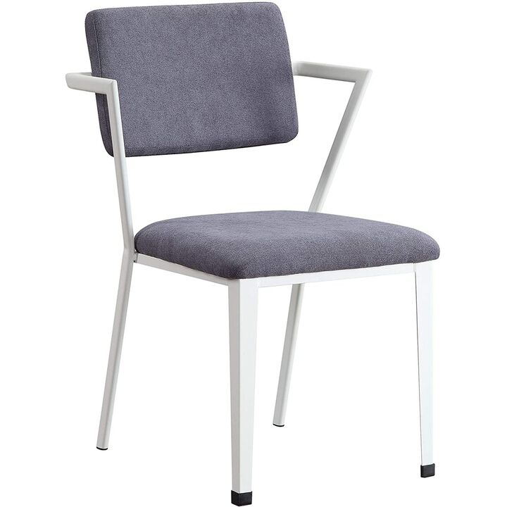 Cargo Dining Chair (Set-2), Gray Fabric & White (2Pc/1Ctn)